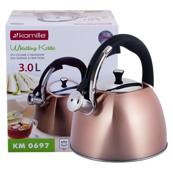 Чайник Kamille 3л из нержавеющей стали со свистком (0697) 0697 фото