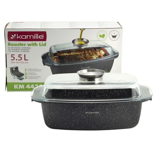 Гусятница Kamille 5.5л из литого алюминия (4433) 4433 фото
