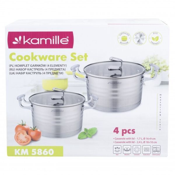 Набір каструль Kamille 4 предметів з нержавіючої сталі (5860)  5860 фото