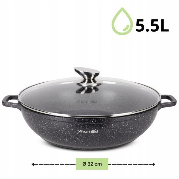 Кастрюля-Wok Kamille 5.5л из литого алюминия (4486) 4486 фото