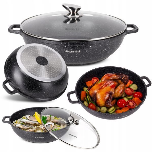 Кастрюля-Wok Kamille 5.5л из литого алюминия (4486) 4486 фото
